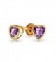 Bling Jewelry Simulated Amethyst February Birthstone CZ Heart Baby Safety Stud earrings 14k Gold 4mm - CE11ESOBNOX