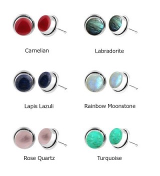 8x8mm Round Genuine Gemstone & 925 Silver Plated Stud Earrings Combo - CZ17YRN7UTN
