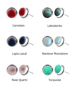 8x8mm Round Genuine Gemstone & 925 Silver Plated Stud Earrings Combo - CZ17YRN7UTN