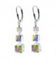 Clear AB- Cube Earrings made with Swarovski Crystal Elements Sterling Silver Lever-Back - CS11TB3DW6N