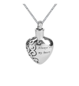 Heart Cremation Urn Pendant Ashes Necklace Always In My Heart Pendant Keepsake Memorial Jewelry - CW11A1CTBVH