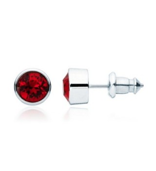 MYJS Harley Rhodium Plated Stud Earrings with Ruby Red Swarovski Crystals - CR1230B04TT