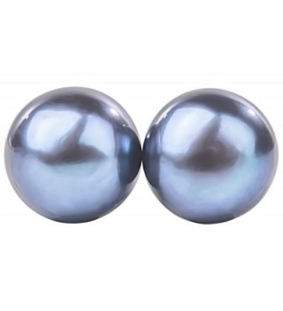 Peacock Blue Freshwater Pearl Stud Earrings Sterling Silver 8mm - C31873AYT57