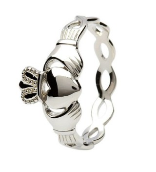 Women's Sterling Silver Claddagh Ring with Infinity Band - Made in Ireland - CZ12MZV02X2