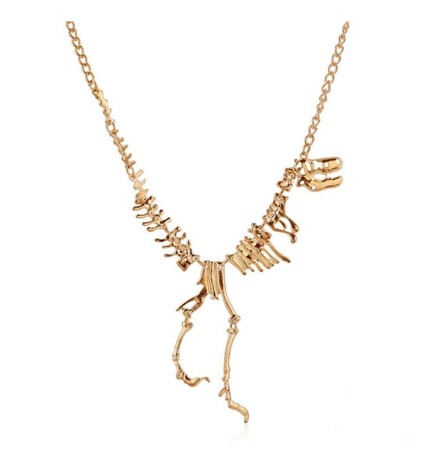 Datework Fashion Steampunk Goth Alloy Dinosaur Skeleton T-Rex Charm Necklace - CC12CCS4QXL