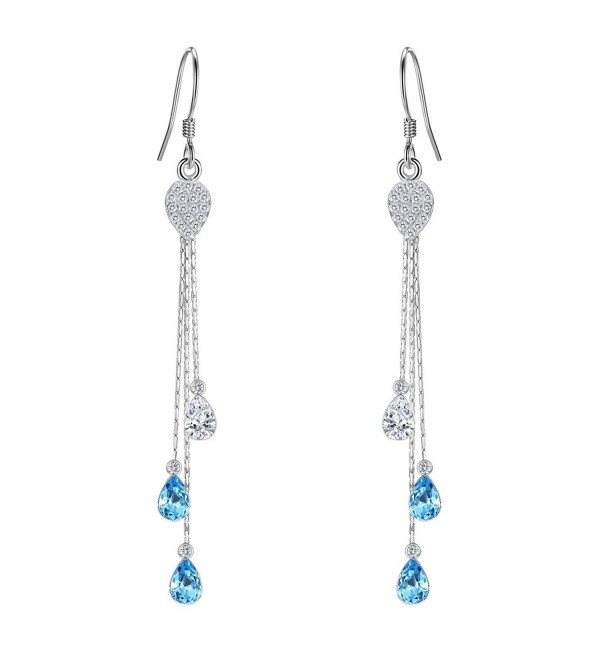 EleQueen Sterling Teardrop Aquamarine Swarovski - CI17AADOSQY