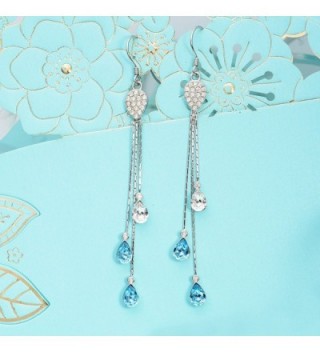 EleQueen Sterling Teardrop Aquamarine Swarovski