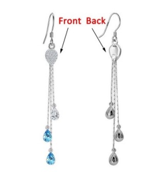 EleQueen Sterling Teardrop Aquamarine Swarovski in Women's Drop & Dangle Earrings