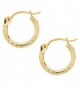 14k Real Yellow Gold Baby Hoops Hoop Earrings Tubular 2x12mm Diamond-Cut - C711KXAT103