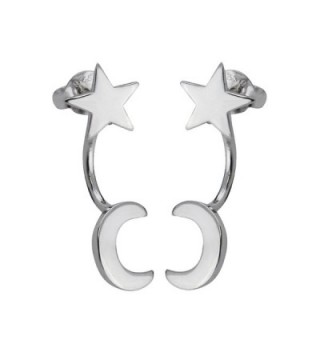 Sterling Silver Star and Moon Ear Jacket Earrings - CE185YLCSSH