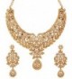 Touchstone Women's Antique Toned Bridal Earring and Necklace Set - Gold - CB12L5AXP51