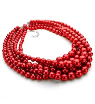 Statement Layered Strands Simulated Pearl Necklace