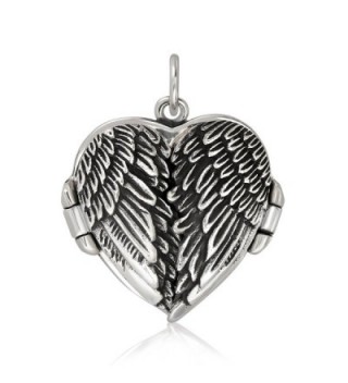 WithLoveSilver 925 Sterling Silver Feather Angel Wing Heart Love Charms Locket Pendant - CV119DCEBXP