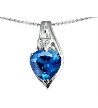 Star K Sterling Silver Large 10mm Heart Shape Heart Pendant - Simulated Blue Topaz - CO11FPCB1SF