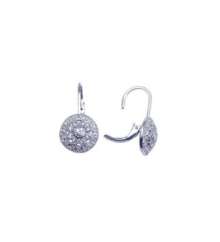 Sterling Silver Rhodium Plated- Vintage Style Round Cluster Lever Back Drop Earrings - C41171O4M9P