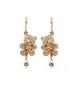 Gold Plated Teddy Bear with Heart Shaped Golden Brown Swarovski Elements Crystal Dangle Earrings Fashion Jewelry - C9124KLJ9O9