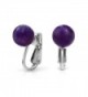 Bling Jewelry Dyed Amethyst Ball Sterling Silver Clip On Earrings - CG11ECFTEVR