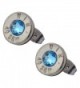 Little Black Gun Thin Nickel Plated 40 S&W Bullet Shell Crystal Stud Earrings in Sea Blue - CW127BOU8VP