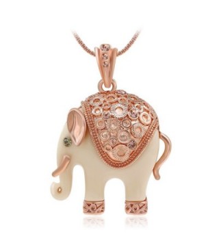 Kemstone Sexy Rose Gold Tone Ivory Elephant Pendant Necklace Women Jewelry- 15"+1.77" Extender - C712HLRIZ1R