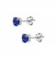 Sterling Sapphire Round Cut Solitaire Earrings