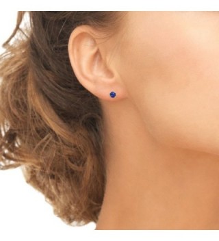 Sterling Sapphire Round Cut Solitaire Earrings in Women's Stud Earrings