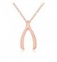 SENFAI Wishbone Charm Pendant Necklace 18" Rose Gold Plated - CK18569KRAY