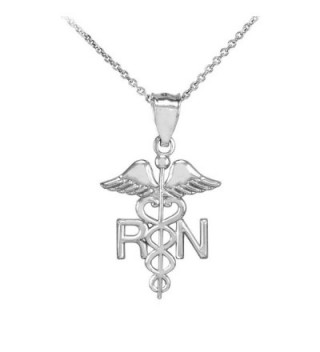 925 Sterling Silver Caduceus RN Charm Registered Nurse Pendant Necklace - C3123ZEEF3R