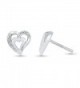 Sterling Silver White Round Diamond Heart Earring (0.03 Cttw) - CE12G9JEDRX
