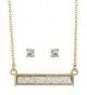 Women's Druzy Bar Pendant Necklace and Stone Stud Earrings Set - Rose Gold-Tone/Gold-Tone - CI186RQTKX8