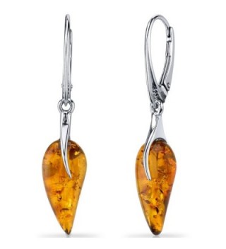 Baltic Amber French Clip Earrings Sterling Silver Cognac Color - CQ11Y5N181Z