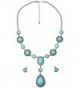 Necklace and Earring Set - Teardrop- Turquoise Magnesite - CB187C7QW82