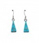 Small Pyramid Shape Handcrafted St. Silver Inlaid Stabilized Turquoise Created Opal Stone Earrings - C912D8M0M8D