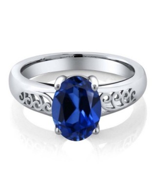 Simulated Sapphire Sterling Silver Solitaire