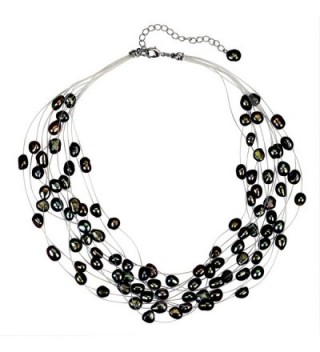 Regalia Multi Strand Baroque Black Freshwater Cultured Pearl Floating Necklace - CD1833Q7KKI