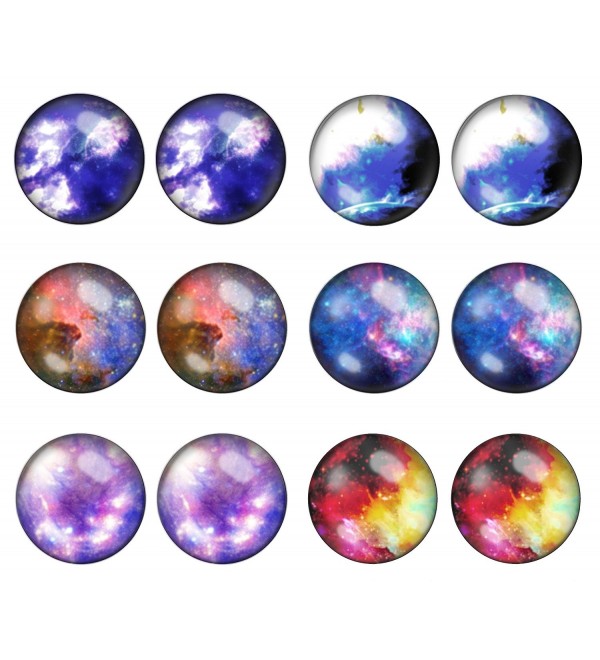LilMents 6 Pairs Solar System Galaxy Universe Unisex Mens Womens Stainless Steel Stud Earrings - Set H - CT17Z4XM5AC