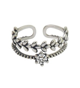 CIShop Sterling Silver Stack Vintage Above Knuckle Rings Band Finger Rings - CZ LEAF - C4188RKS40Z