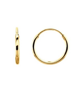 14k Yellow Gold 10mm Endless Hoop Earrings - C211BA5SNPJ