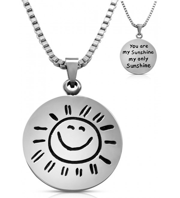 Stainless Steel "You Are My Sunshine My Only Sunshine" Necklace Jewelry Gift Women Teens Girls - C6124YVLPJR