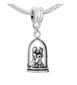 Wedding Bride and Groom Dangle Charm Bead for Snake Chain Charm Bracelets - CP122N06HHL