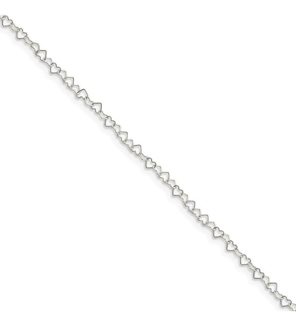 Sterling Silver 10in 0.5mm Fancy Heart Link Anklet - CD119CBETPR