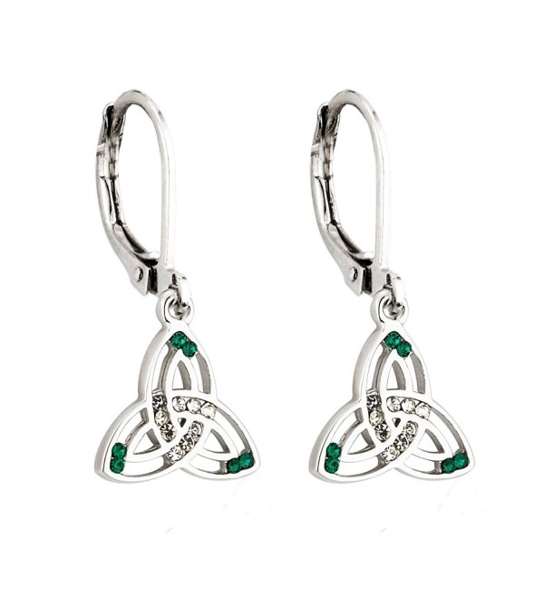 Irish Knot Earrings Rhodium Plated & Crystal Made in Ireland - C1116HF129H