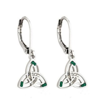 Irish Knot Earrings Rhodium Plated & Crystal Made in Ireland - C1116HF129H