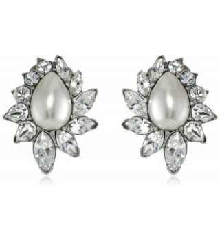 Ben-Amun Jewelry Glass Pearl and Swarovski Crystal Clip-On Earrings for Bridal Wedding Anniversary - C711H446IQ7