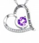 Amethyst Gemstone Birthstone Necklace Anniversary - Natural Amethyst Heart Moon Necklace - C812OCYOVK3