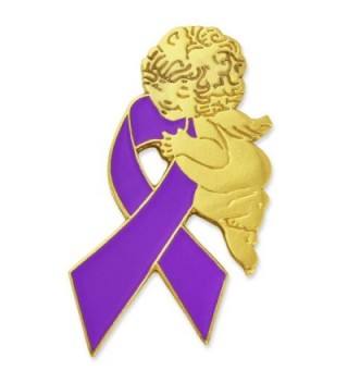 PinMart's Purple Domestic Violence Awareness Ribbon Angel Enamel Lapel Pin - C1119PELJTP