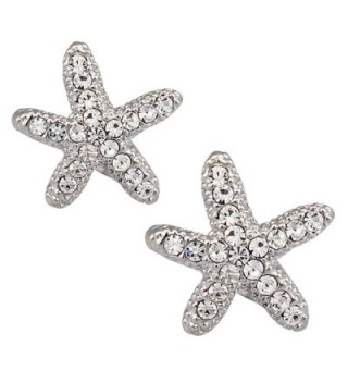 DUOKA Silver Plated Crystal Starfish Stud Earring - C512BL8UZJ7