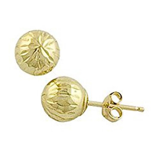 10K Yellow Gold Diamond Cut Ball Stud Earring - C512GSPGUCJ