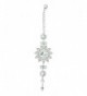 Clear Rhinestone Floral Designed Back Chain Necklace in Silver-Tone - CX11XSP38CN