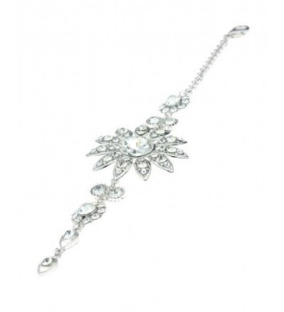 Rhinestone Floral Designed Necklace Silver Tone