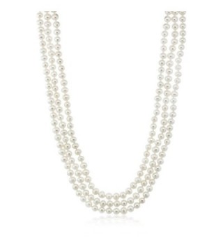White Endless 72" Cultured Freshwater Pearl Necklace Individually Hand Knotted - CM17Z4YUWET